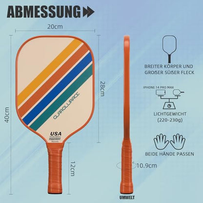 Pickleball ütőkészlet 2 darabos, üvegszálas felület, 13 mm PP méhsejt mag, 4 beltéri