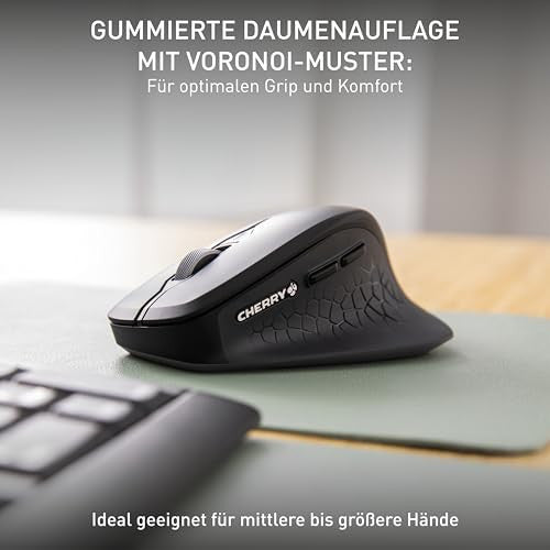 CHERRY STREAM MOUSE COMFORT, vezeték nélküli ergonomikus egér gumírozott