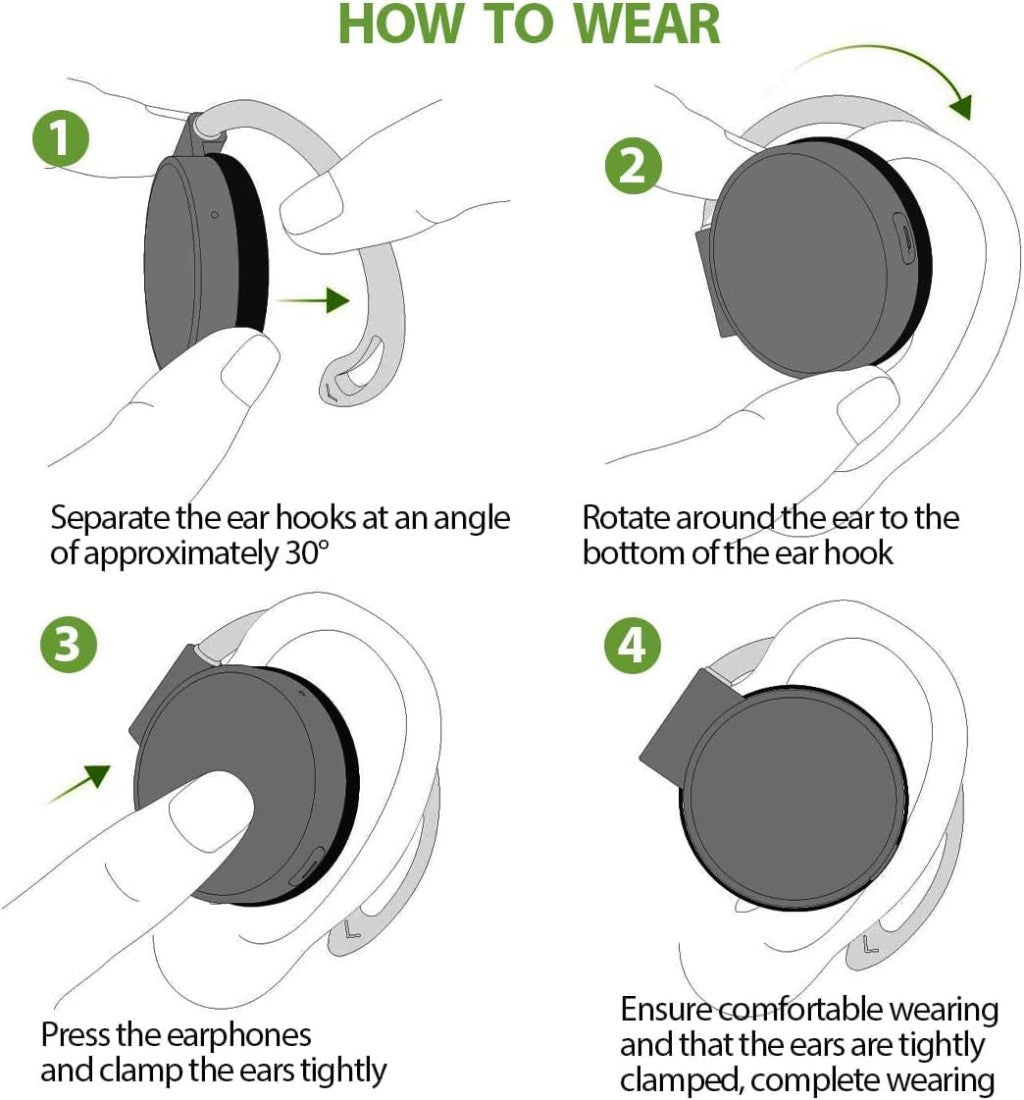 On Ear fülhallgató Bluetooth 5.3, Open Ear vezeték nélküli, Clip On sport headset 4