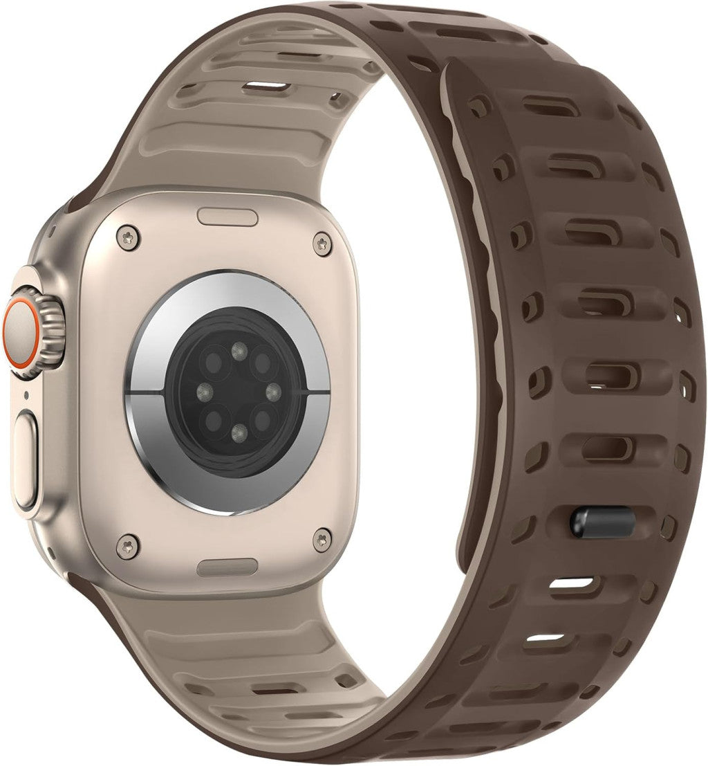 HITZEE sportszíj Apple Watch-hoz, szilikon mágneses férfi csat barna/khaki