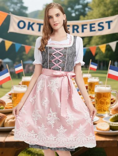 Hislovy női dirndl, 5 darabos Oktoberfest női szett dirndl-komplett szett népviseleti