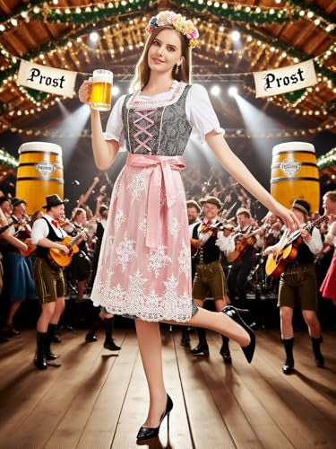 Hislovy női dirndl, 5 darabos Oktoberfest női szett dirndl-komplett szett népviseleti