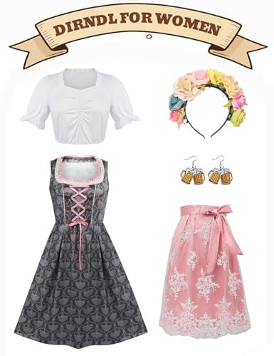 Hislovy női dirndl, 5 darabos Oktoberfest női szett dirndl-komplett szett népviseleti