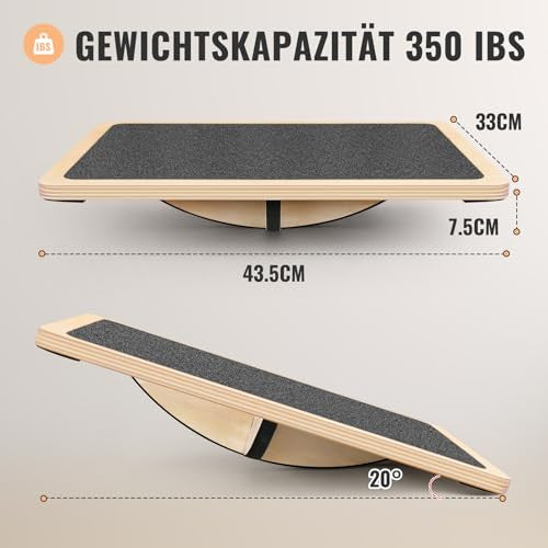 Woodure 360° egyensúlyozó deszka felnőtteknek, csúszásmentes, fizikoterápiához, fa