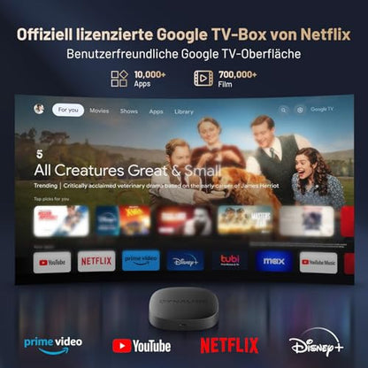Google TV Box - 4K okos TV box HDR10+ UHD, Dolby Audio, Google/Netflix tanúsítvány
