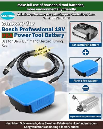 Daiwa Shimano horgász orsó akkumulátor adapter Bosch 18V PBA kompatibilis, 14.4V