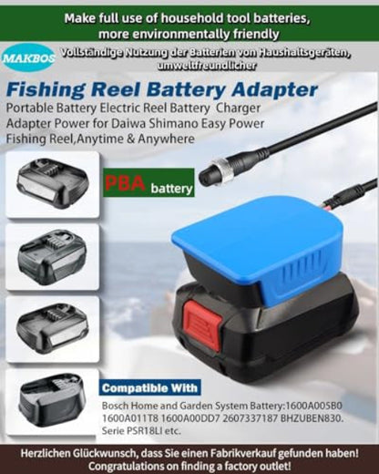 Daiwa Shimano horgász orsó akkumulátor adapter Bosch 18V PBA kompatibilis, 14.4V