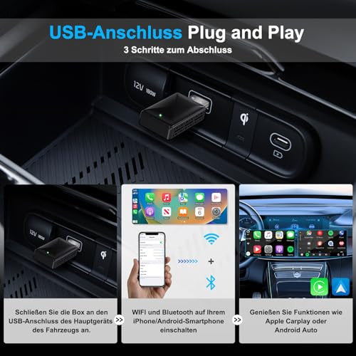 Quilted Northern Wireless Carplay Adapter 2 az 1-ben CarPlay/Android Auto Type-C