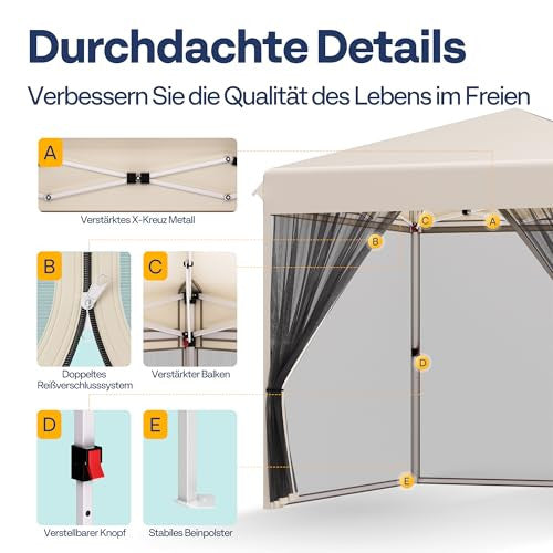 VIVOHOME 2,4x2,4m kerti sátor szürke