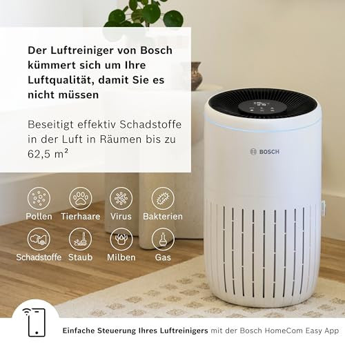 Bosch Air 4000i légtisztító okos, 62.5 m², 99% szűrés, 300 m³/h, kijelző, app