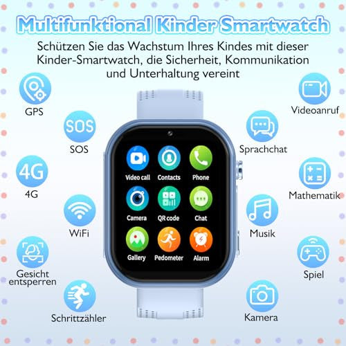 Clleylise Smartwatch gyerekeknek GPS, telefon, videohívás, hangüzenet, SOS, iskolai