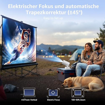Polocsh Mini projektor, hordozható projektor WLAN6 BT5.2-vel, okos projektor