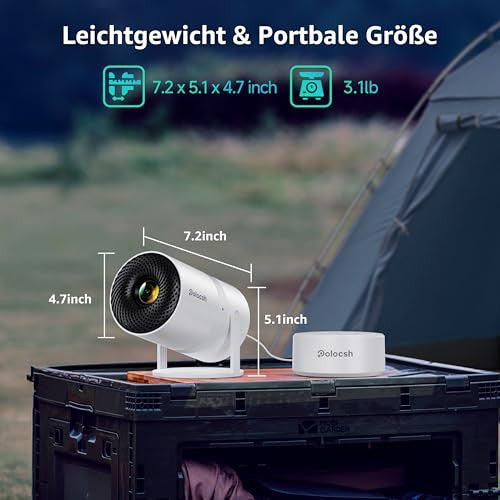 Polocsh Mini projektor hordozható, WLAN6 BT5.2, automatikus trapézkorrekció, 4K