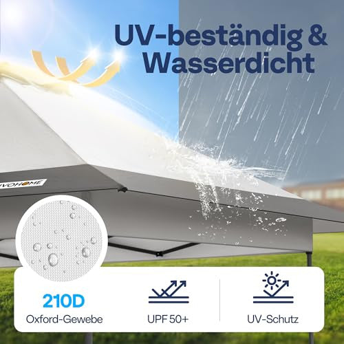 VIVOHOME 3x3m kerti pavilon duplatetős, magasságállítható, központi zár, UV védelem
