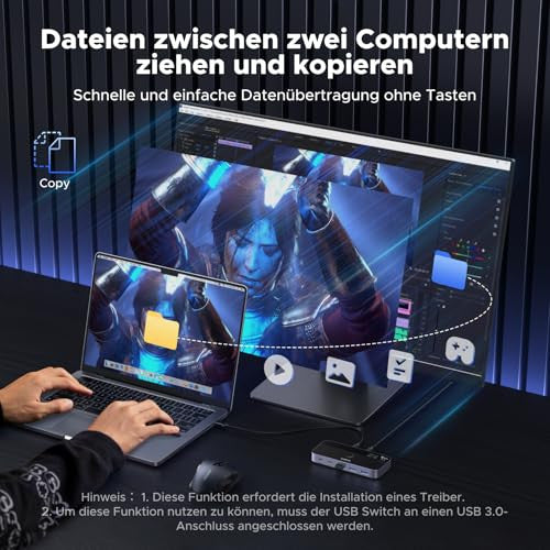 UGREEN 10Gbps USB kapcsoló, USB C kapcsoló 3X3.2 A és 1X3.2 C port adatkapcsolat, egy