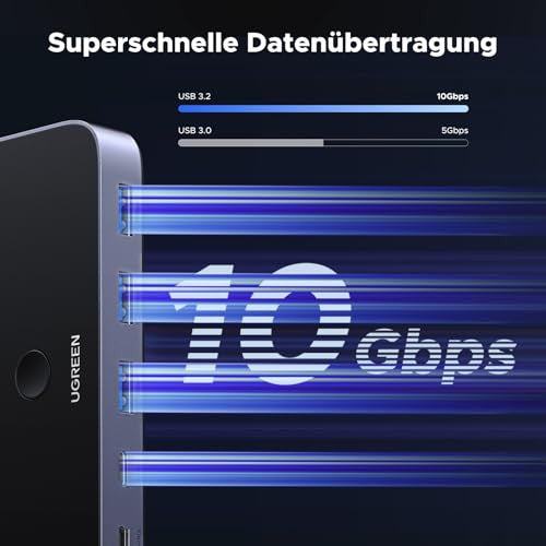 UGREEN 10Gbps USB kapcsoló, USB C kapcsoló 3X3.2 A és 1X3.2 C port adatkapcsolat, egy