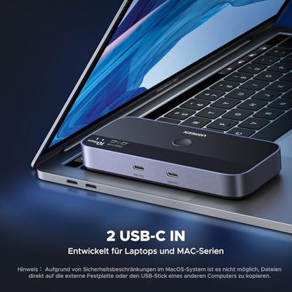 UGREEN 10Gbps USB kapcsoló, USB C kapcsoló 3X3.2 A és 1X3.2 C port adatkapcsolat, egy