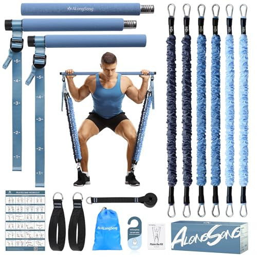ALongSong fitneszszalag készlet 6 darabos 20-180 lbs vagy 20-240 lbs, pilates rúd