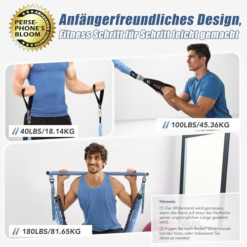 ALongSong fitneszszalag készlet 6 darabos 20-180 lbs vagy 20-240 lbs, pilates rúd