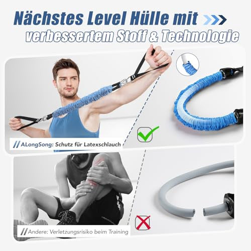ALongSong fitneszszalag készlet 6 darabos 20-180 lbs vagy 20-240 lbs, pilates rúd