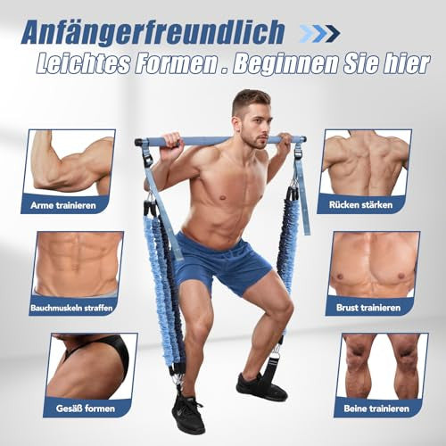 ALongSong fitneszszalag készlet 6 darabos 20-180 lbs vagy 20-240 lbs, pilates rúd