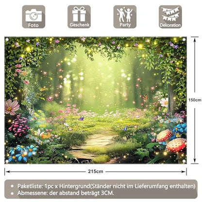 Luminora 2,1 x 1,5 m anyag háttér varázserdő, mese, csodaország, erdő, varázslatos