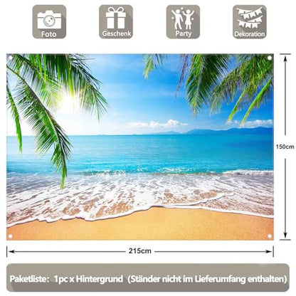 Luminora anyag, 2,1 x 1,5 m, nyári strand fotóháttér hawaii trópusi óceán