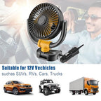 Berelin Auto ventilátor 12V, autó ventilátor 360 fokban forgatható tapadókoronggal