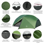 ATEPA ultrakönnyű sátor 2 személyes 1.9kg vízálló és szélvédett kemping, trekking