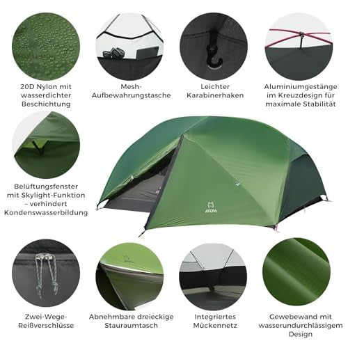 ATEPA ultrakönnyű sátor 2 személyes 1.9kg vízálló és szélvédett kemping, trekking