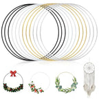 Qichan 12 darabos fémgyűrűk kézműveshez 20 cm, fehér, fekete, ezüst, arany