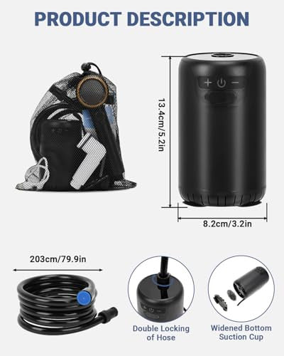 SUPAREE 8000mAh hordozható zuhany elektromos USB szivattyú, újratölthető, intelligens