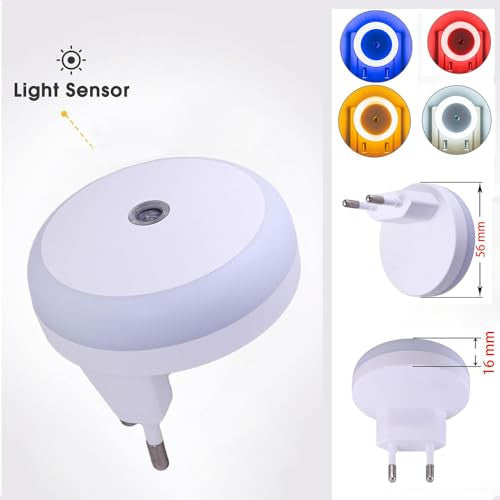 FanFuGuo® Rot LED éjszakai fény aljzat gyerekeknek 3 darabos, szürkületérzékelővel