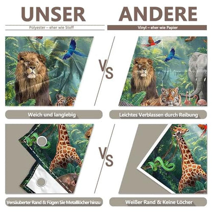 Luminora 2,1 x 1,5 m anyag dzsungel-szafari háttér trópusi esőerdei állatok, fotó