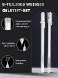 Donluhu 8 darabos fehér zselés toll 0.6 mm & 0.8 mm vonalvastagság, akril tollak