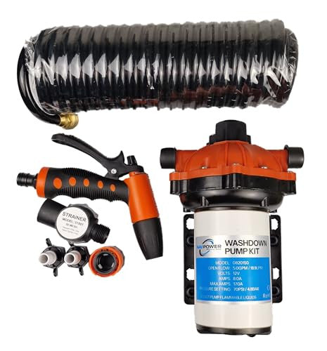 NAVPOWER 12V mosókészlet 70 PSI, 18,9 L/min, nyomáskapcsolóval, tömlő, szűrő