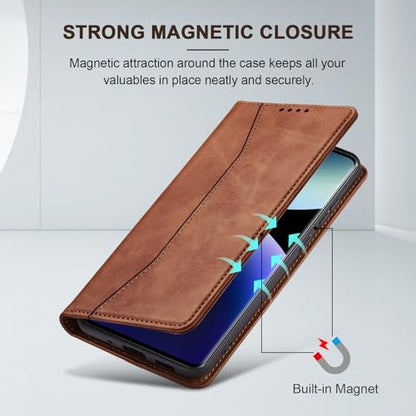 Jasonyu tok Xiaomi Redmi Note 14 Pro bőr, flip, ütésálló, mágneses, prémium PU bőr