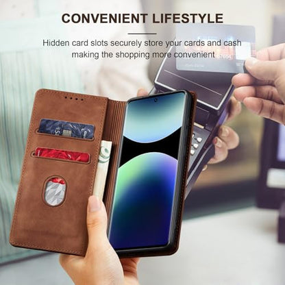 Jasonyu tok Xiaomi Redmi Note 14 Pro bőr, flip, ütésálló, mágneses, prémium PU bőr
