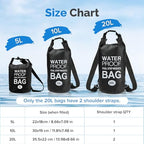 Yeabett vízálló Dry Bag 10L, 2 darabos, könnyű strandtáska állítható vállpánttal, Dry