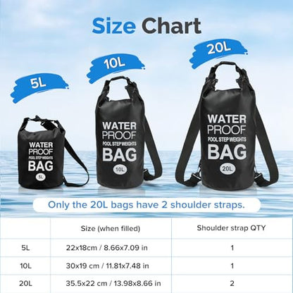 Yeabett vízálló Dry Bag 10L, 2 darabos, könnyű strandtáska állítható vállpánttal, Dry