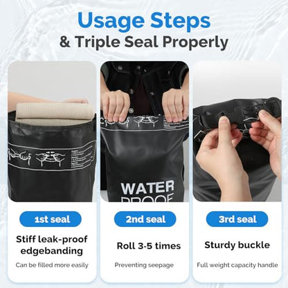 Yeabett vízálló Dry Bag 10L, 2 darabos, könnyű strandtáska állítható vállpánttal, Dry