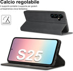 Samsung Galaxy S25 5G bőrtok pénztárca, edzett üveg, prémium bőr, könyv formátum