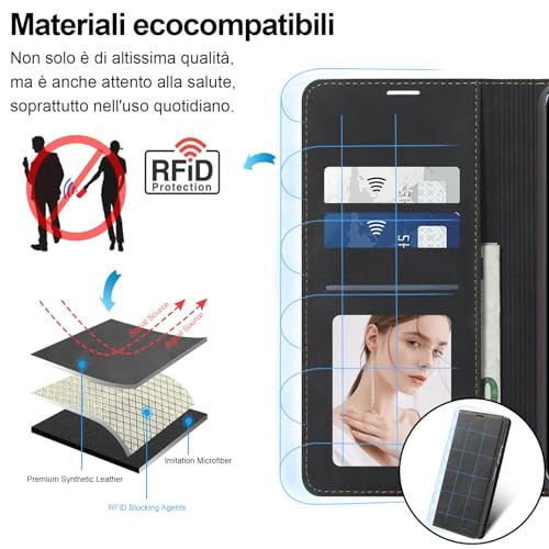OPPO Reno 12F/12FS bőrtok pénztárca, edzett üveg, könyv formátum, kártyanyílás