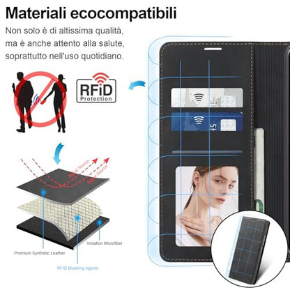 OPPO Reno 12F/12FS bőrtok pénztárca, edzett üveg, könyv formátum, kártyanyílás