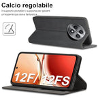 OPPO Reno 12F/12FS bőrtok pénztárca, edzett üveg, könyv formátum, kártyanyílás
