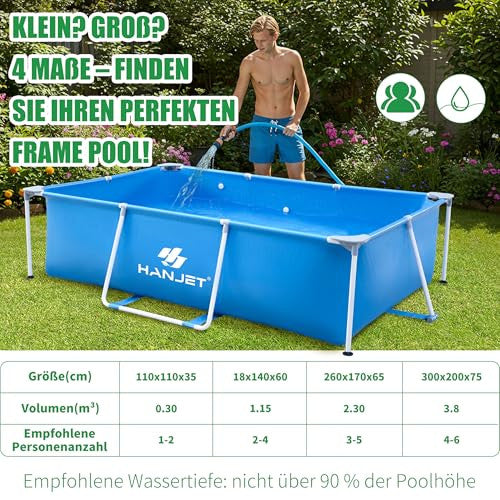 Hanjet Steel keretes medence szett 180x140x60cm, kék