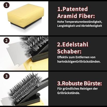 Grill tisztítókefe gőztisztító fejjel, rozsdamentes acél sörtékkel, rozsdamentes acél