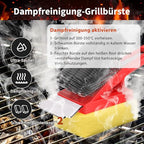 Grill tisztító kefe gőztisztítással, rozsdamentes acél sörtékkel, rozsdamentes acél