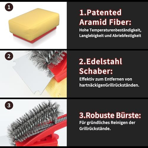 Grill tisztító kefe gőztisztítással, rozsdamentes acél sörtékkel, rozsdamentes acél