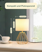 EDISHINE éjjeli lámpa, krémfehér pliszé lámpaernyő és csepp alakú fém talp, 2700K